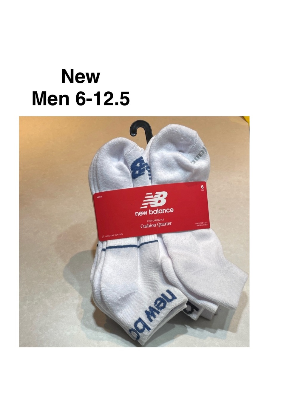 NEW New Balance Performance Cushion Quarter Men's Socks 6-12.5 Pack of 6 pairs⭐️